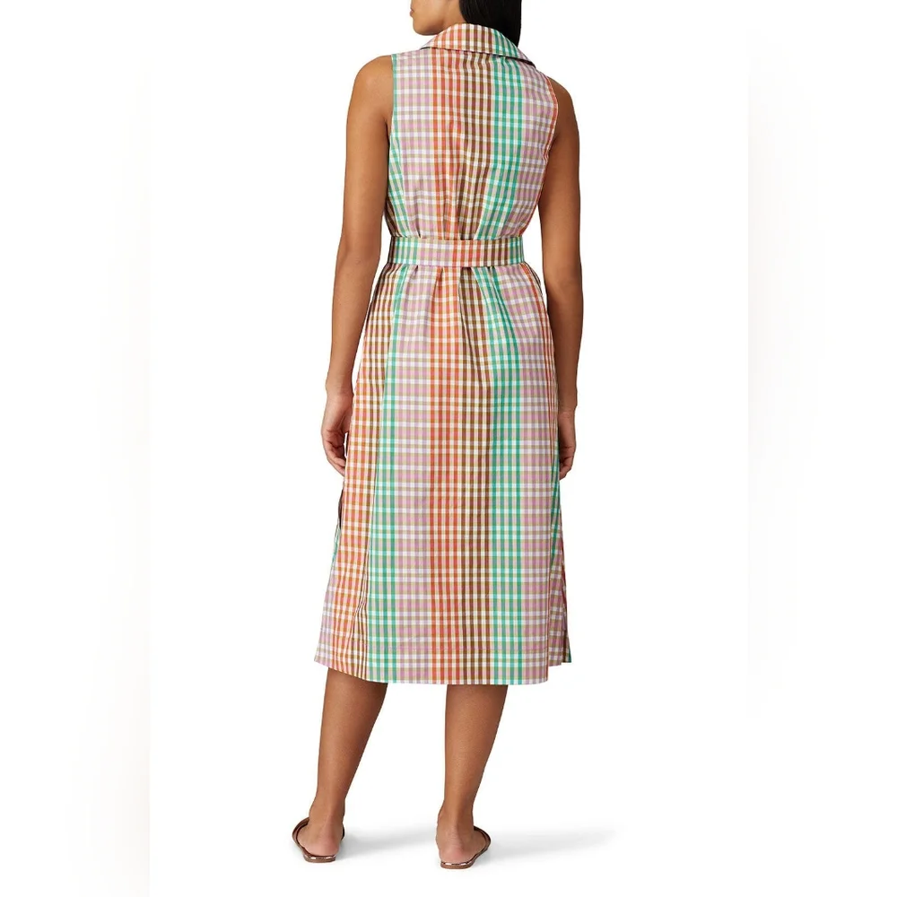 NWT Kate Spade New York Rainbow Plaid Cotton Belted Button Front Shirt Dress XXS